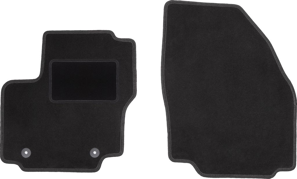 Velours-Fußmatten Vorne passend für Ford Galaxy MK2 (Minivan, Bj. 2006-2012) – schwarz, passgenau, mit Befestigungen set 2 Stk. - STANDARD