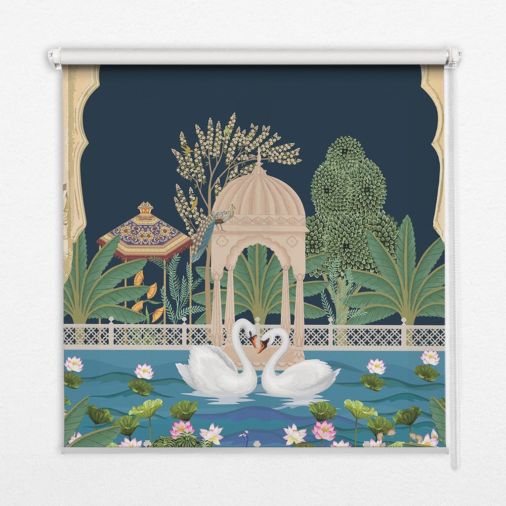 Seitenzug-Rollo Fensterrollo Jalousie - Thermo-Rollo Verdunkelungsrollo - 90x240 cm - Garten