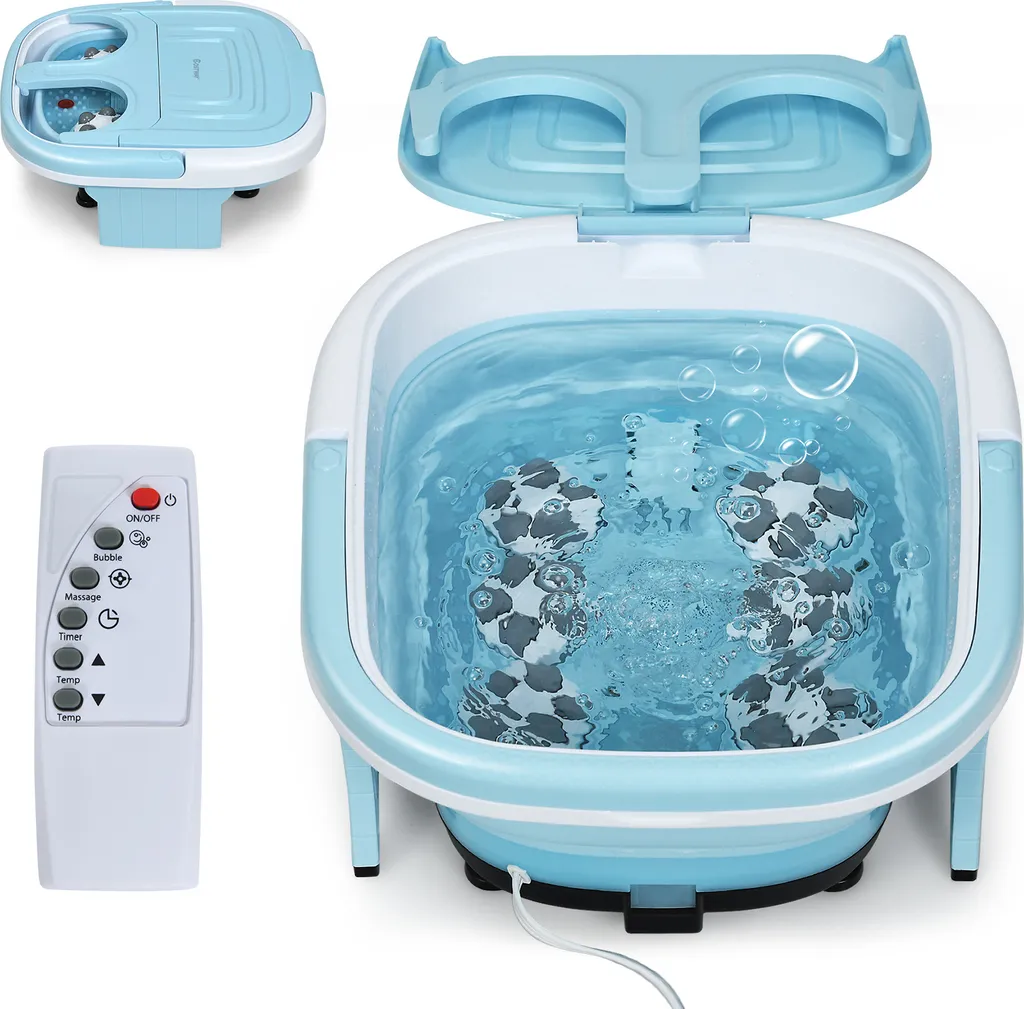 Soulager les Pieds Douloureux - Bain de Pieds Pliant avec Massage Shiatsu