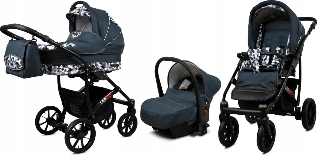 BabyLux Largo Ensemble chat 3-en-1 gris géométrique en coton doux
