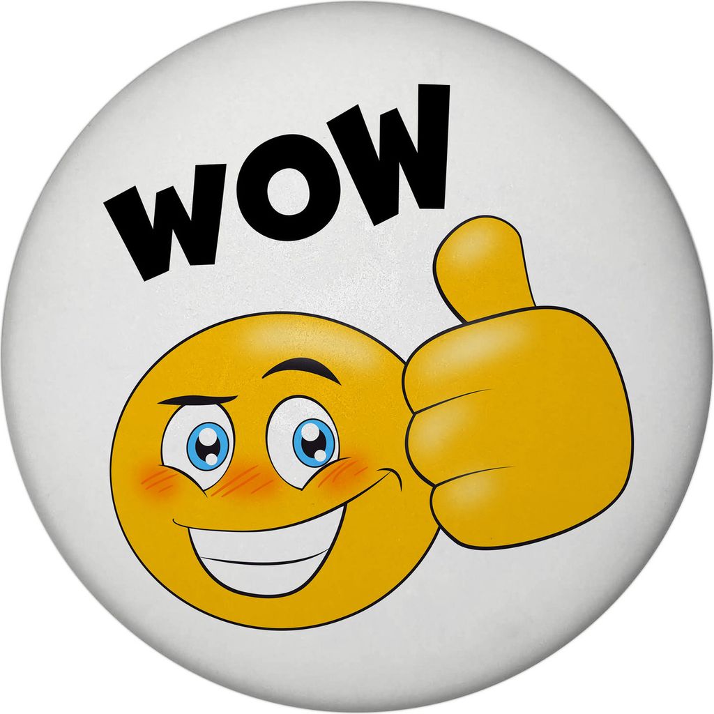 Wow Magnet rund mit Flaschenöffner mit Daumen hoch Emoticon