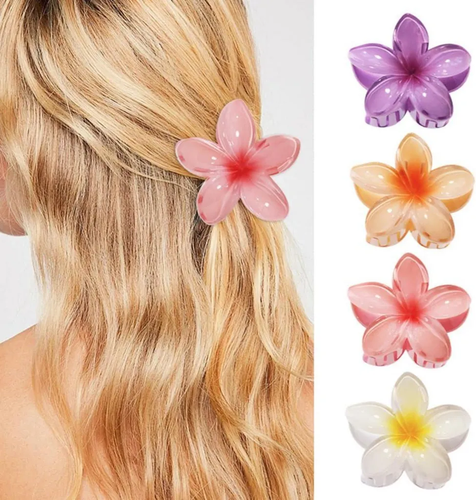 Pinces fleurs hawaïennes maintien fort pour cheveux épais lot de 4
