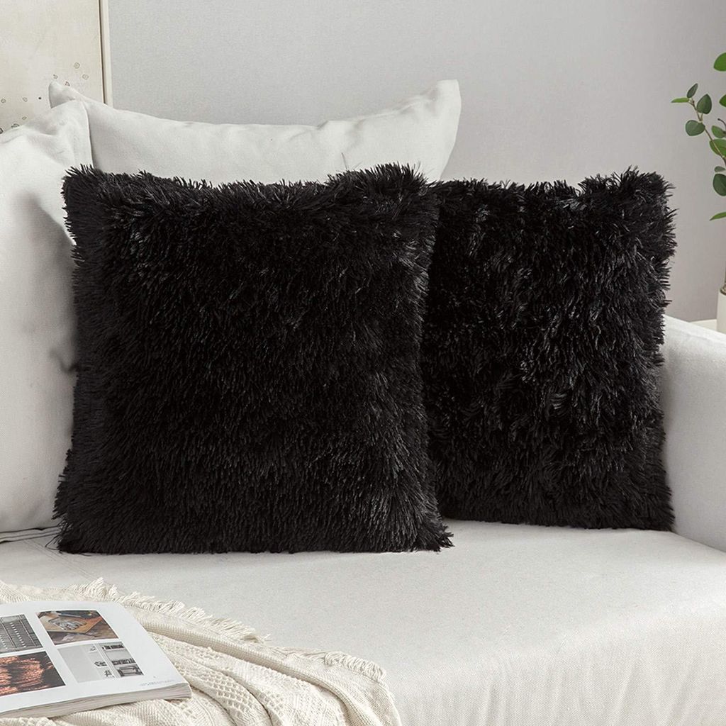 Set mit 2 Kissenbezügen aus Kunstfell, geeignet für Sofakissen, Dekokissen, Kuschelkissen, Plüschkissen, bequeme Sofakissen, superweich und flau...