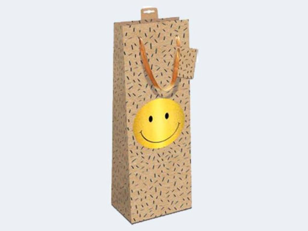 6 Tragetaschen Flasche 12x39x10cm Smiley