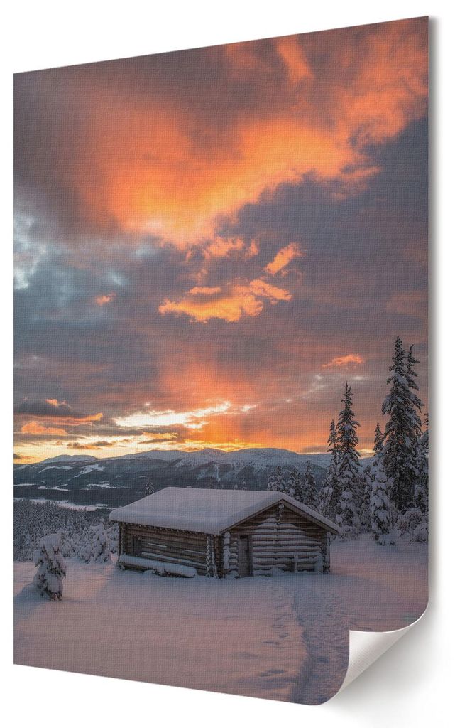 Winterlandschaft- Kunstdruck A4 - Klassisch, rustikal- Wandbild für Wohnzimmer Schlafzimmer & Flur, Modernes Poster Wanddeko, Ungerahmt