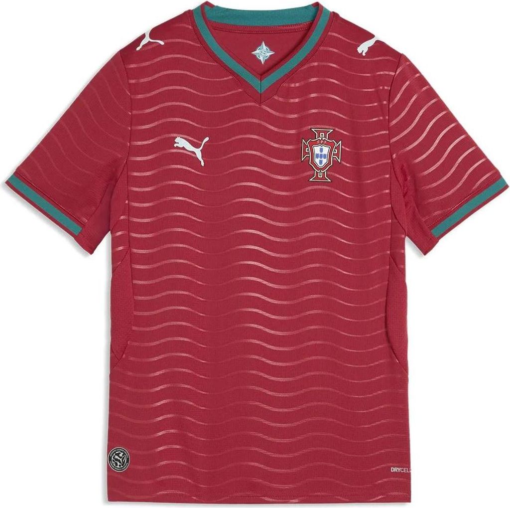 PUMA Portugal 2026 Home Jersey, Kind, Unisex, Grün, Rot, Trikot, Einfarbig, Fußball