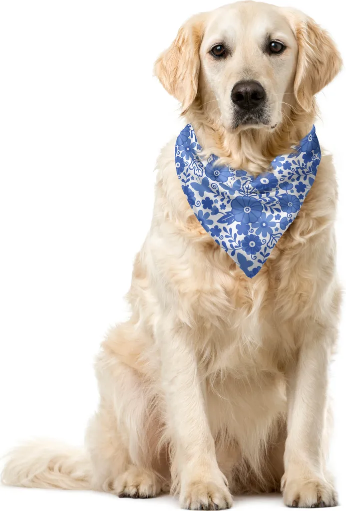 Bandana ABAKUHAUS Fiori Delft - Eleganza Blu e Bianco 40x40