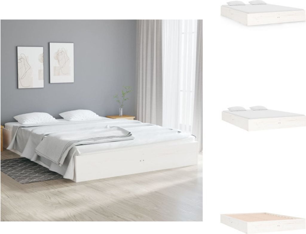 vidaXL Massivholzbett Weiß 120x190 cm - Betten & Bettgestelle