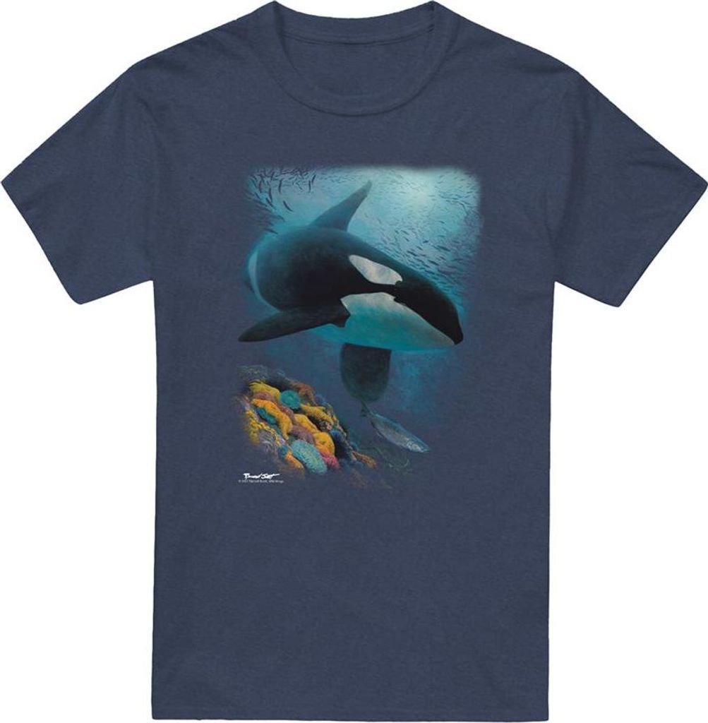 Wildlife - "Salmon Hunter" T-Shirt für Herren/Damen Uni, meliert TV27276 (L) (Marine)