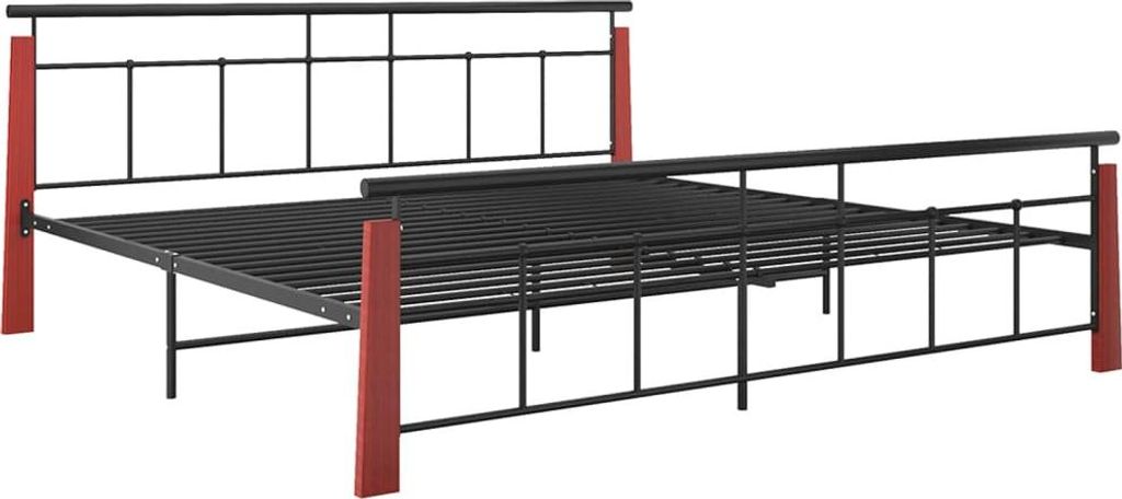 vidaXL Bettgestell Metall und Massivholz Eiche 200x200 cm