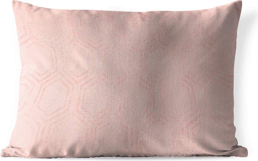 MuchoWow Outdoor Kissen - Muster - Luxus - Rosa - Sechsecke - 60x40 cm - Wetterfest - Lounge Kissen - Zierkissen - Kissen für Innenräume