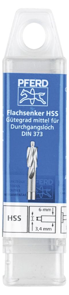 PFERD TOOLS HSS Flachsenker mit Führungszapfen DIN 373 Ø 6,0mm Schaft-Ø 5 mm mittel für Durchgangsloch