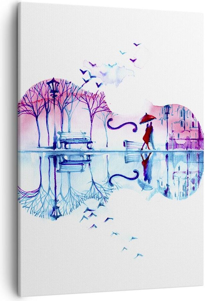 Bild auf Leinwand - Leinwandbild - Einteilig - Violine Walk regen Aktivitäten - 50x70cm - Wand Bild - Wanddeko - Wandbilder - Leinwanddruck - Wand...