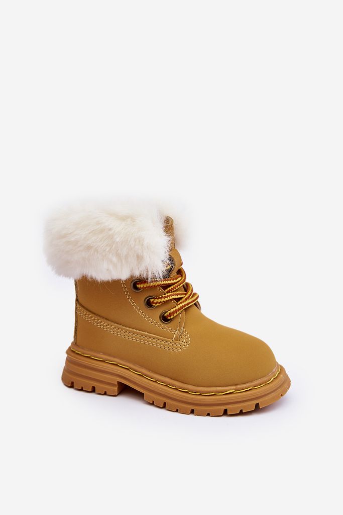 Kinder Trapper Stiefel mit Reißverschluss mit Pelzfutter Camel Gerande 19