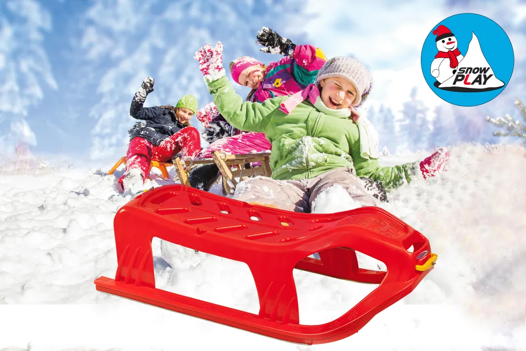 Luge à volant et freins Snow-Star 90cm rouge pour enfants et juniors - 3