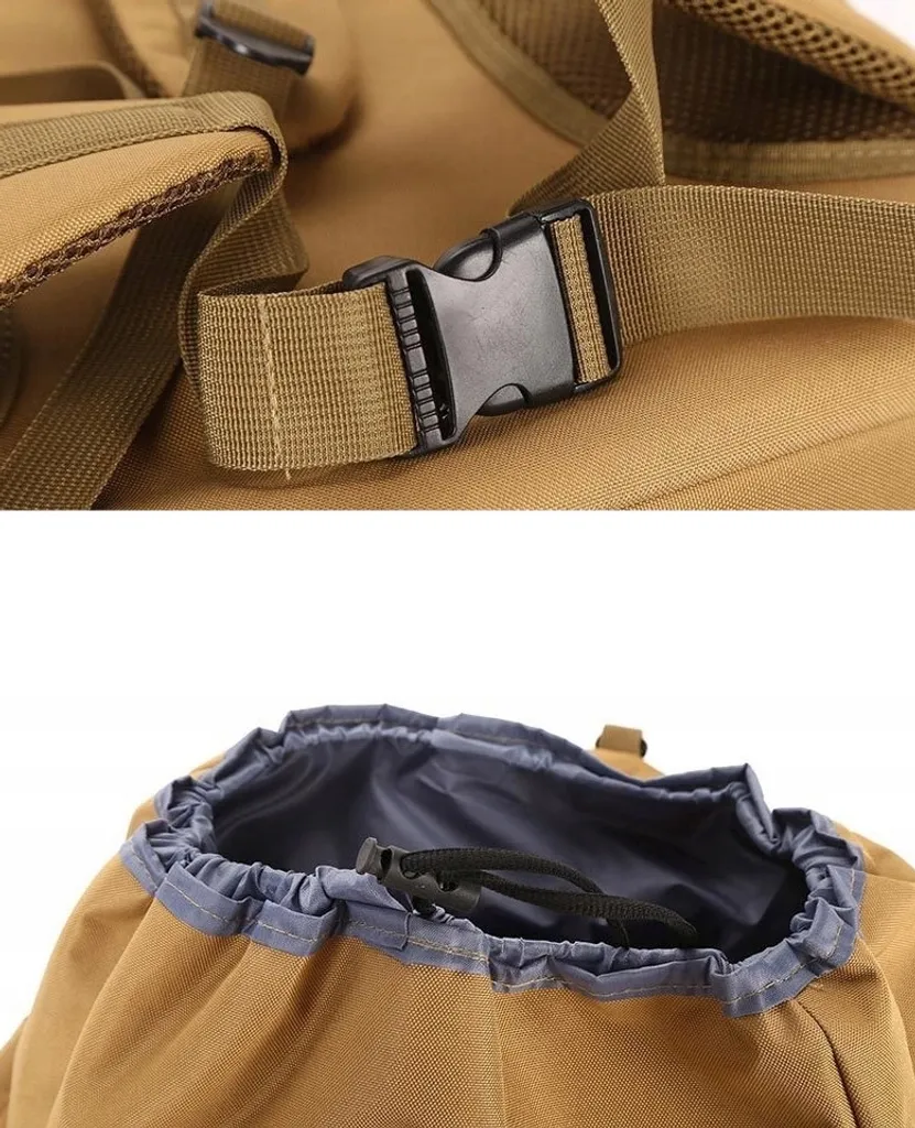 Sac à dos 70L imperméable vert avec compartiments tactiques modulables