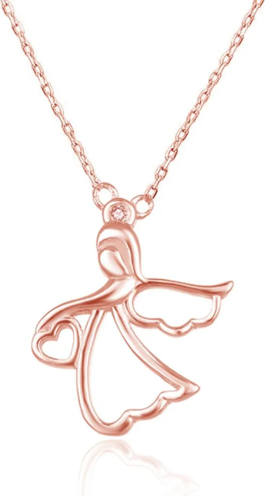 Collier bronze durable avec putto AGS1326/47 - Bijou anti-allergie rose