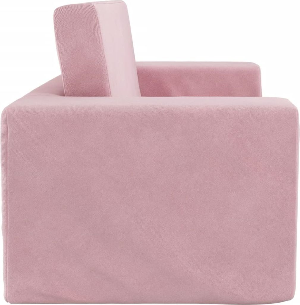 vidaXL Kinder-Schlafsofa 2-Sitzer Rosa Weicher Plüsch Produktbild 5