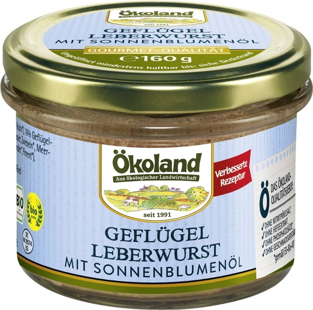 Geflügel-Leberwurst - mit Sonnenblumenöl Glas 160g Produktbild 