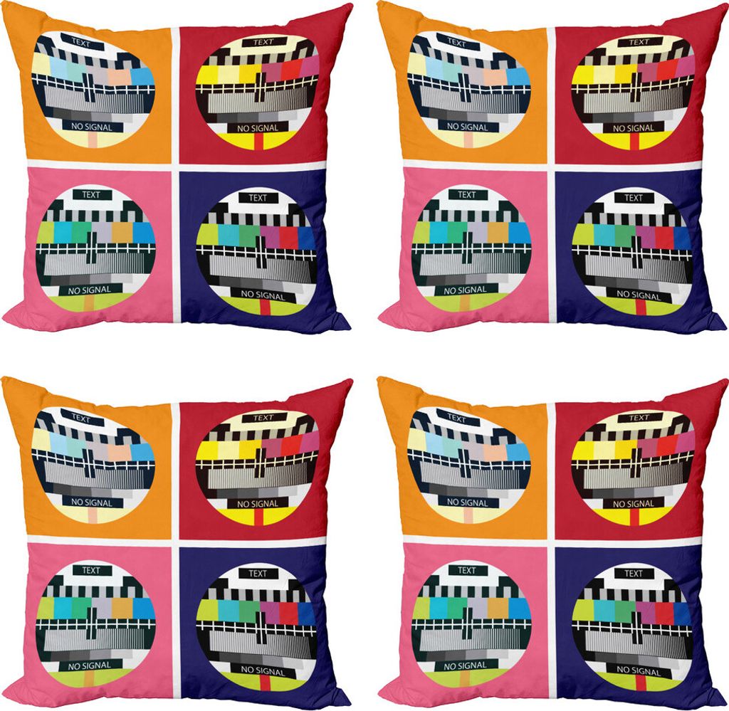 ABAKUHAUS Modern Kissenbezug Set (4 Stück), TV Sender Anmelden, Moderner Doppelseitiger Digitaldruck, 50 cm x 50 cm, Mehrfarbig