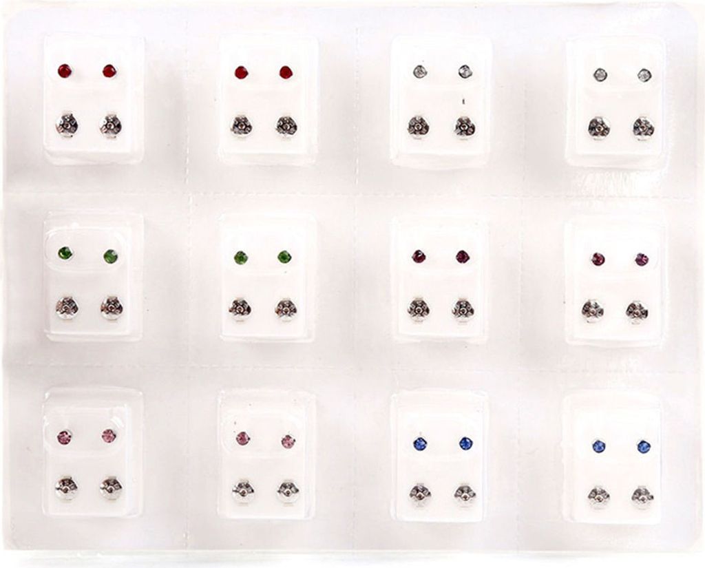 12 Paar Metall-Ohrstecker für Piercing-Maschine, Ohrpiercing-Werkzeug-Set-Mehrfarbig