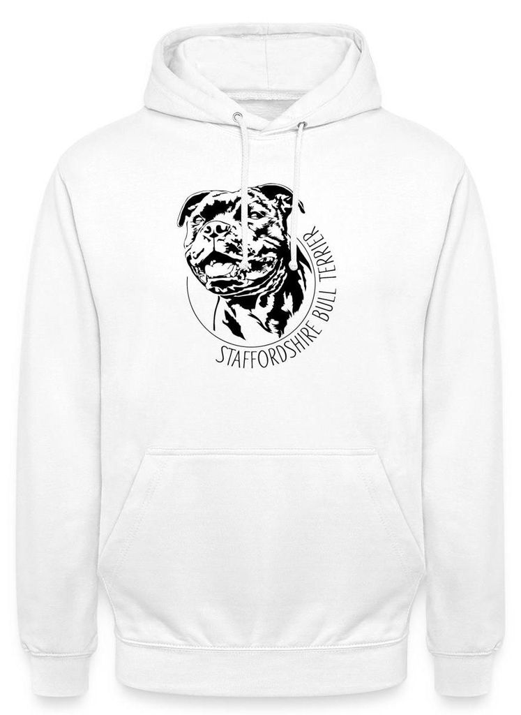 Spreadshirt Staffordshire Bull Terrier Uni Hoodie, M, Weiß