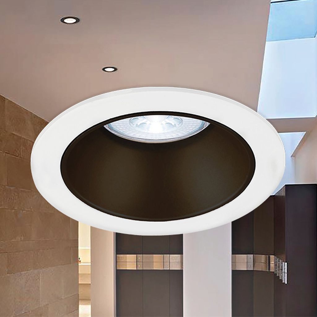 Braytron Einbaurahmen Einbaustrahler Fassung Rund Aluminium Weiß-Schwarz GU10 MR16 IP20