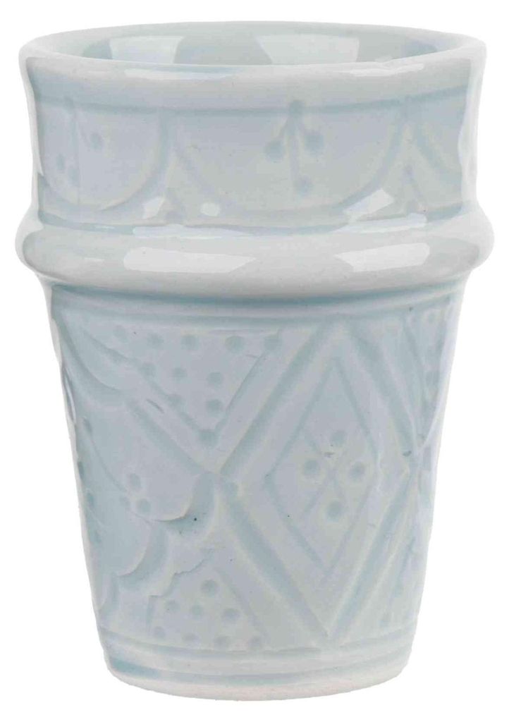 NKlaus Cappuccino Kaffeebecher Himmelblau 150 ml Keramik Tonbecher Relief