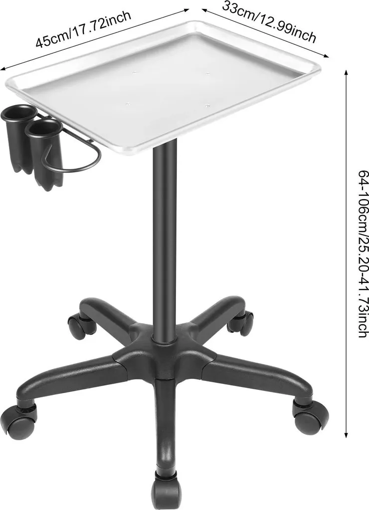 Carrello Parrucchiere Regolabile Argento in Metallo | Arredo Salone Professionale - 2
