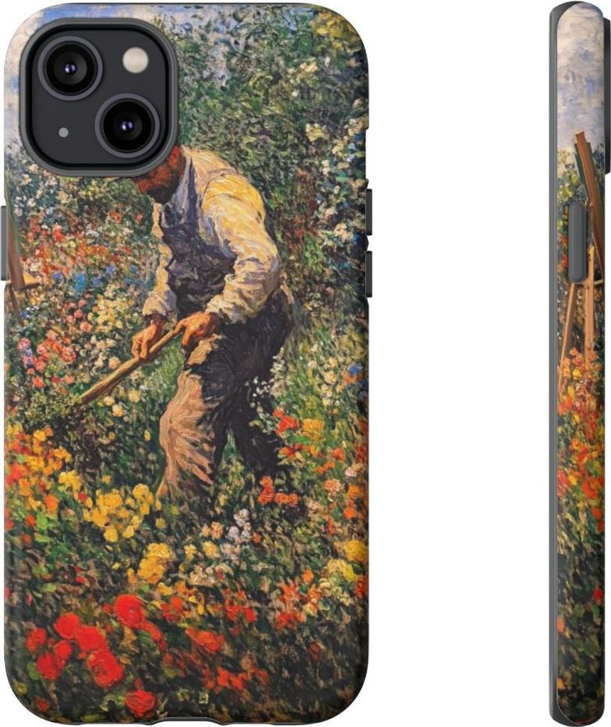 Gärtner im blühenden Garten – Handyhülle Kompatibel mit iPhone 14 Plus
