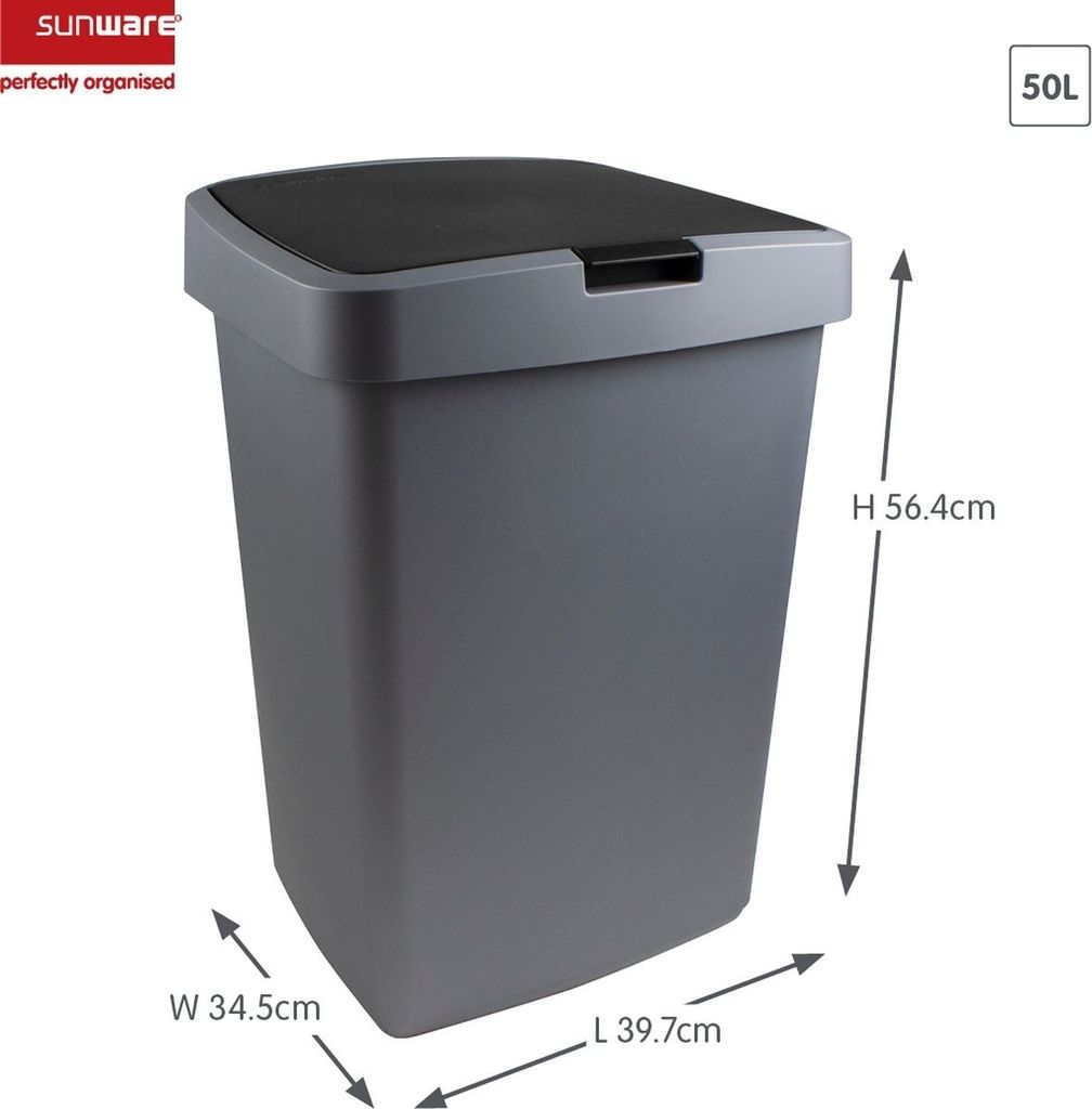 Sunware Delta Trash Can With Flap 50 L Anthracite Image du produit 