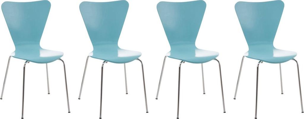 4er Set Besucherstuhl BERLIN - Holz Hellblau 45x49x85 cm | Besucherstühle Konferenzstuhl Wartezimmerstuhl Bürostühle Bürostuhl Konferenzraum