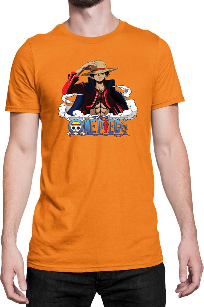 Herren T-Shirt Japan Anime Manga One Manga Piece Anime Luffy 06 Cool Luffy, Man L / Orange