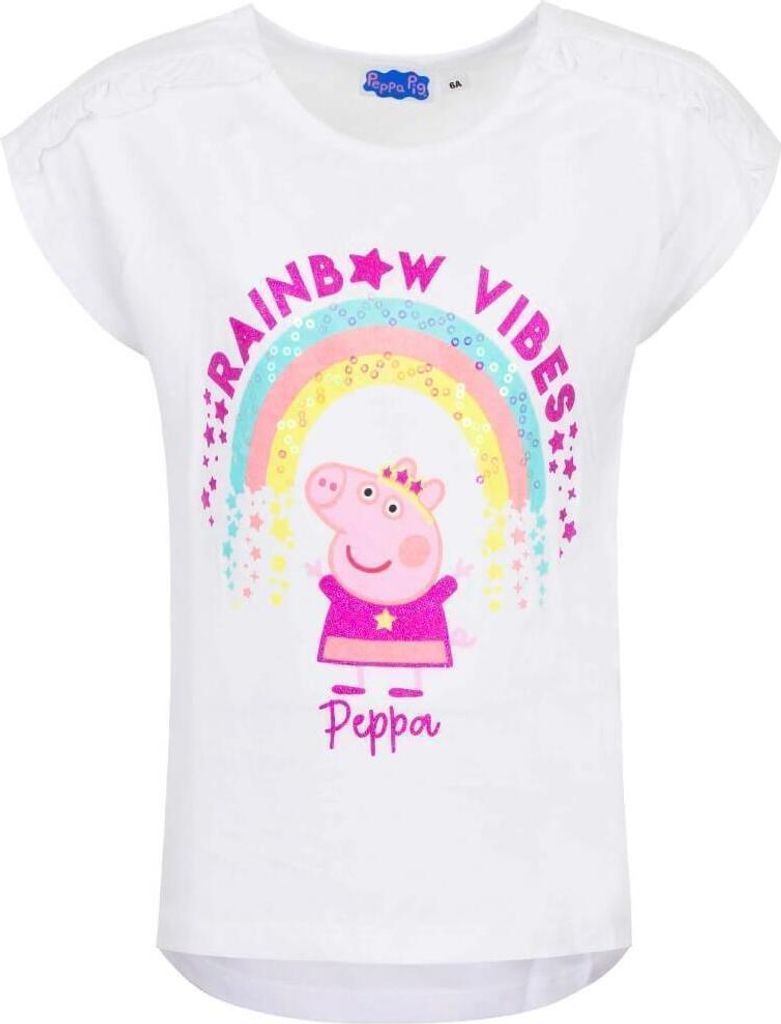 Peppa Pig Wutz - Mädchen T-Shirt - weiß - Gr. 116 (6 Jahre)