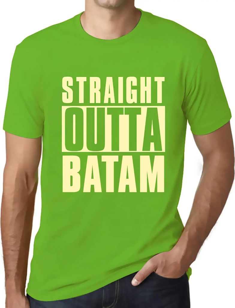 Herren Grafik T-Shirt Straight Outta Batam Öko-Verantwortlich Vintage Jahrgang Kurzarm Lustige Druck Geburtstag Geschenk Mann