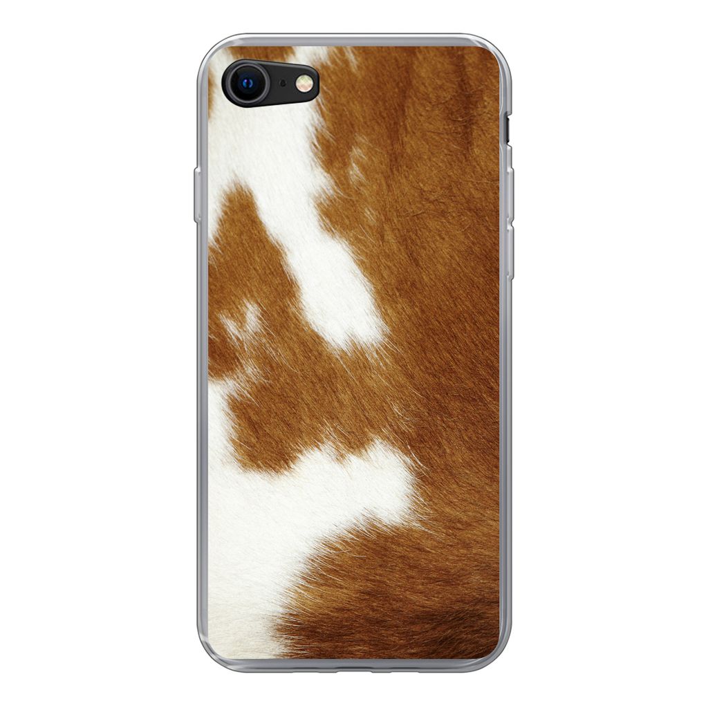 MuchoWow Handyhülle Schutzhülle Hülle für iPhone 8 Eine melierte Kuhhaut Silikon Softcase Handy Hülle - Schutzhaube