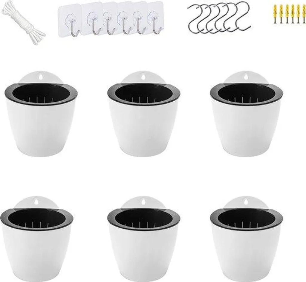 Petit pot de fleur automatique rond fixation murale ou fenêtre en blanc