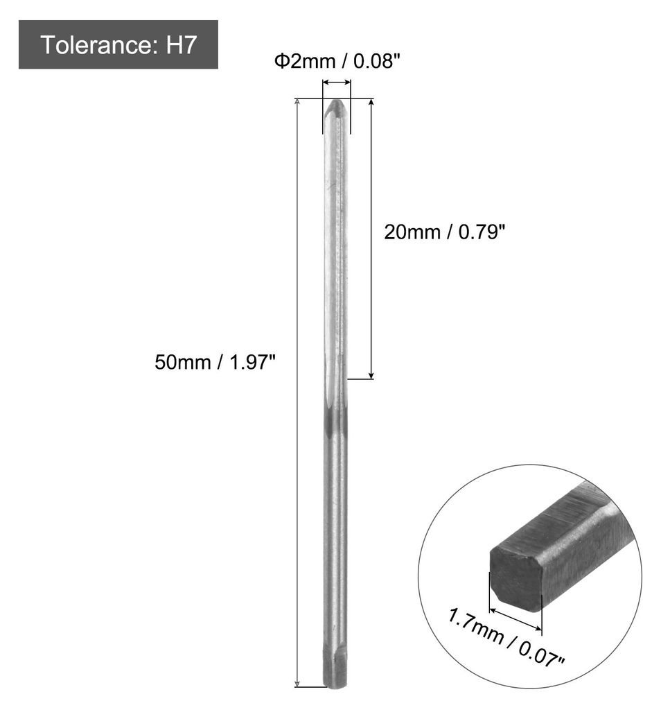 Handreibahle 2mm H7 Metrische Reibahle Bohrer fš¹r Metall Holz Loch Reiben, gerade Nuten 9SiCr Legierter Stahl Schneidwerkzeug