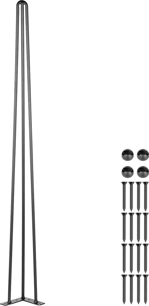 SucceBuy 36" Haarnadel-Tischbeine, 4er-Set, 400 kg Tragkraft, 3-Stangen-Tischbeine aus schwarzem Kohlenstoffstahl für Bänke, Esszimmertische, Bei...