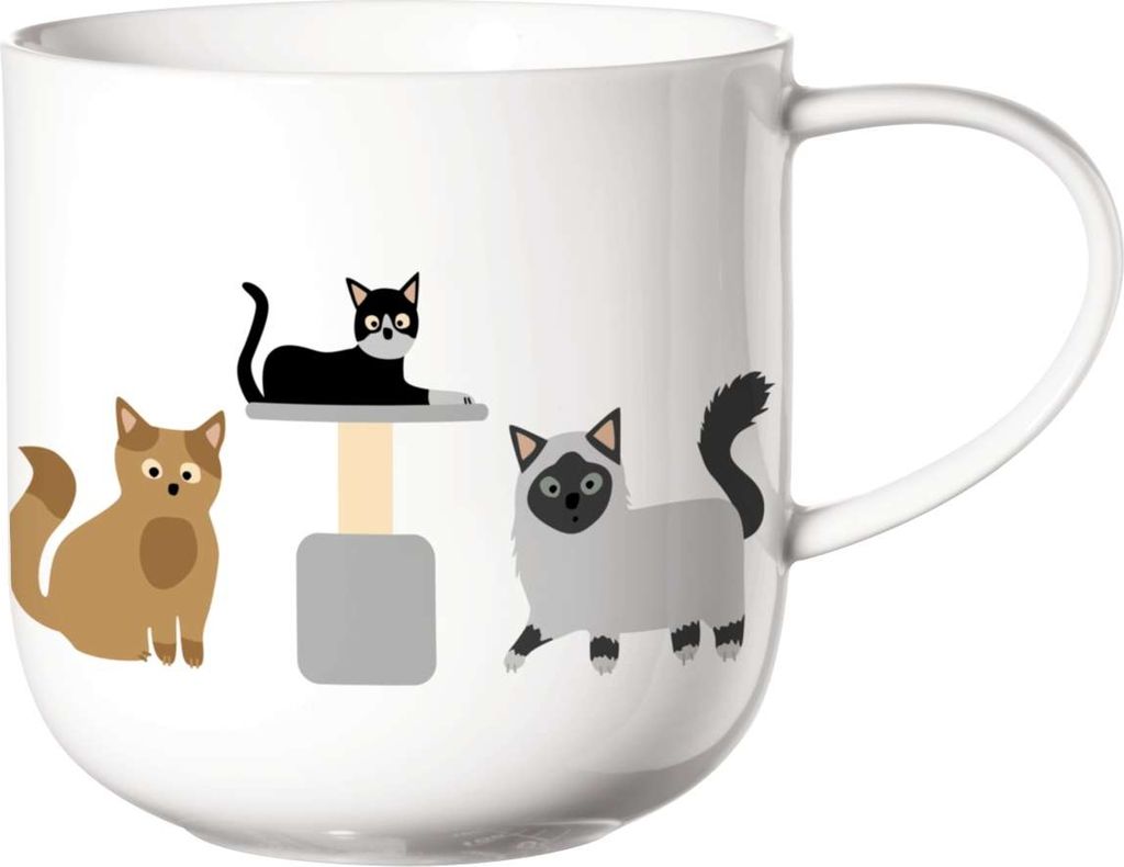 ASA Selection coppa cats & dogs Henkelbecher Cats, Kaffeetasse, Becher, Kaffee Tasse, Tee, Fine Bone China, Weiß, 400 ml, 19440014