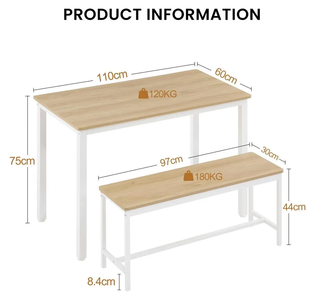 Ensemble de table à manger haute industrielle et ses bancs assortis - 3