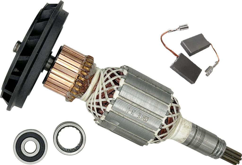 Rotor + Kugellager + Kohlebürsten für Bosch GBH11DE GSH11E (1614011072)