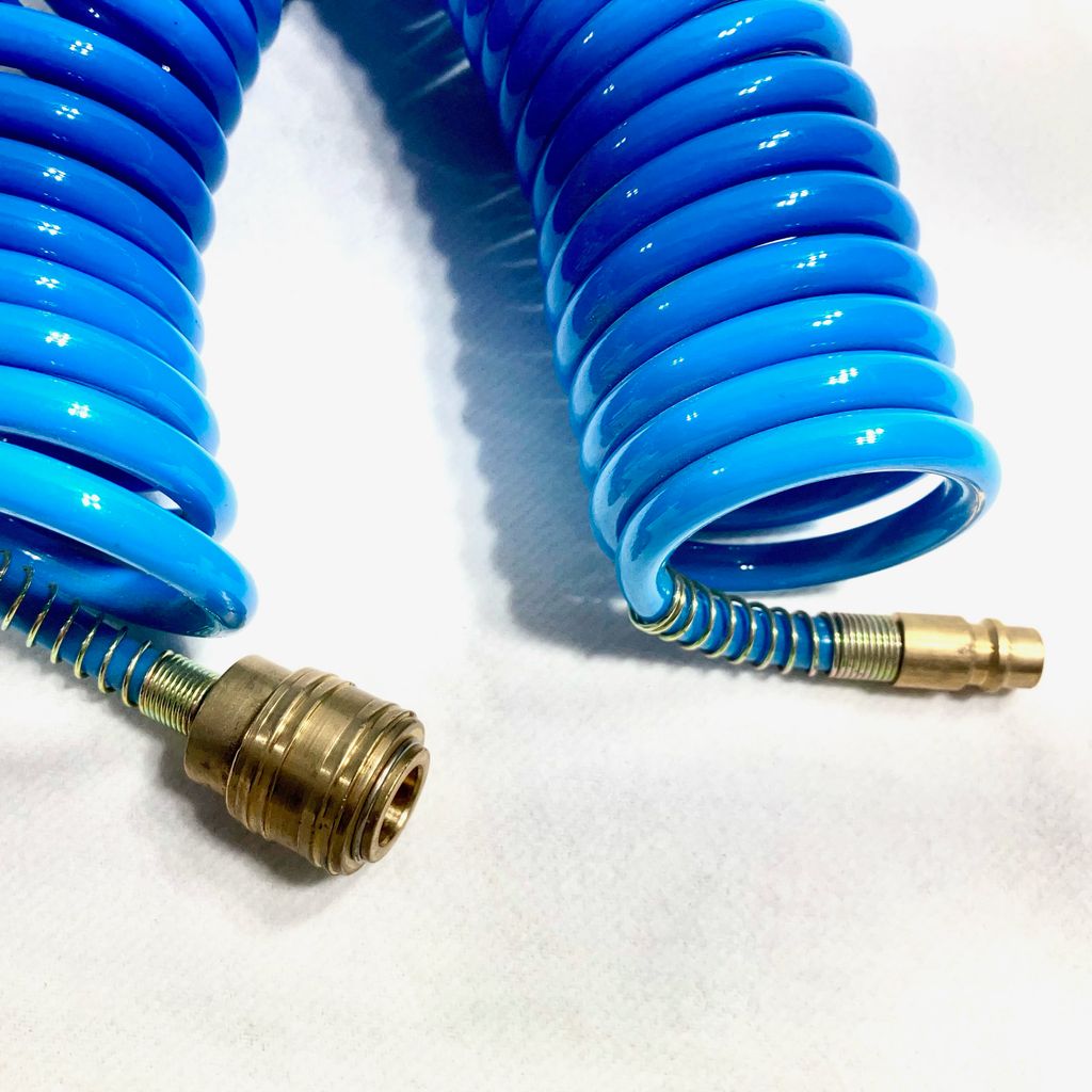 Spiralschlauch 15 m mit Kupplung und Tülle für Druckluft Luftschlauch Schlauch