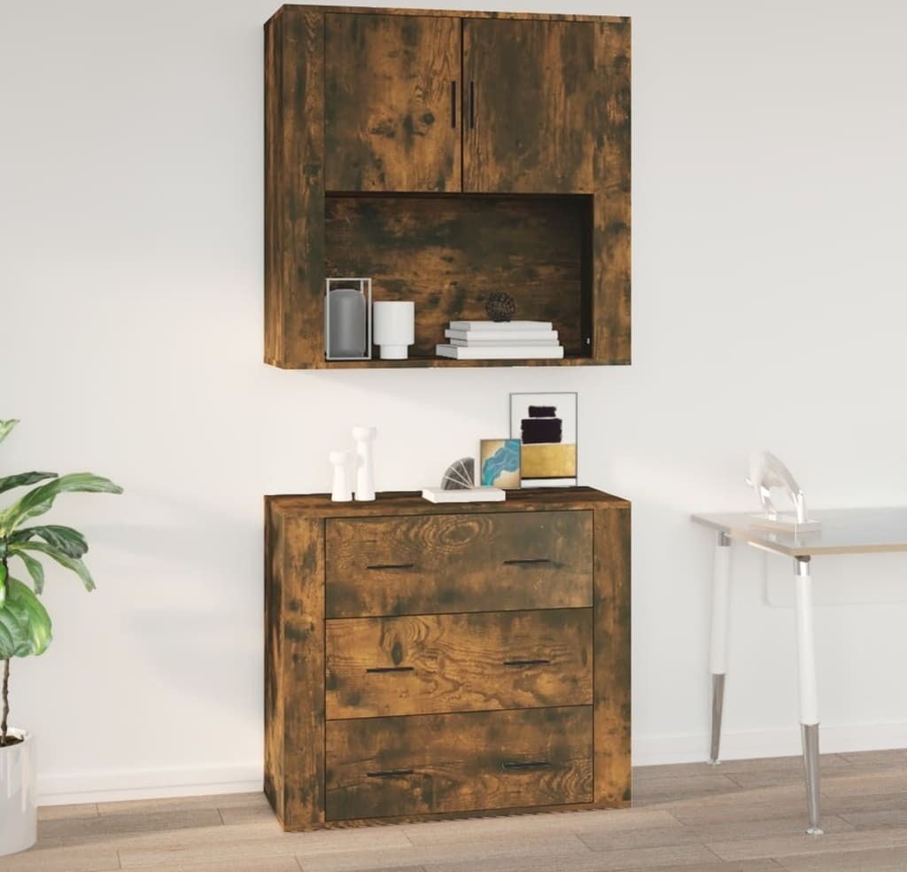 "im Sonderangebot"Wandschrank Räuchereiche 80x33x80cm Holzwerkstoff DE121102 - Schränke & Zubehör