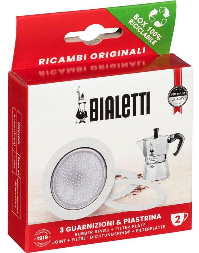 Bialetti Ricambi 3 Ersatz- dichtungen +1 Filter 2 Tassen Image du produit 