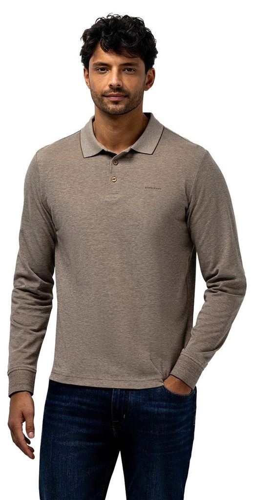 State of Art braunes Langarm-Polo-Jersey