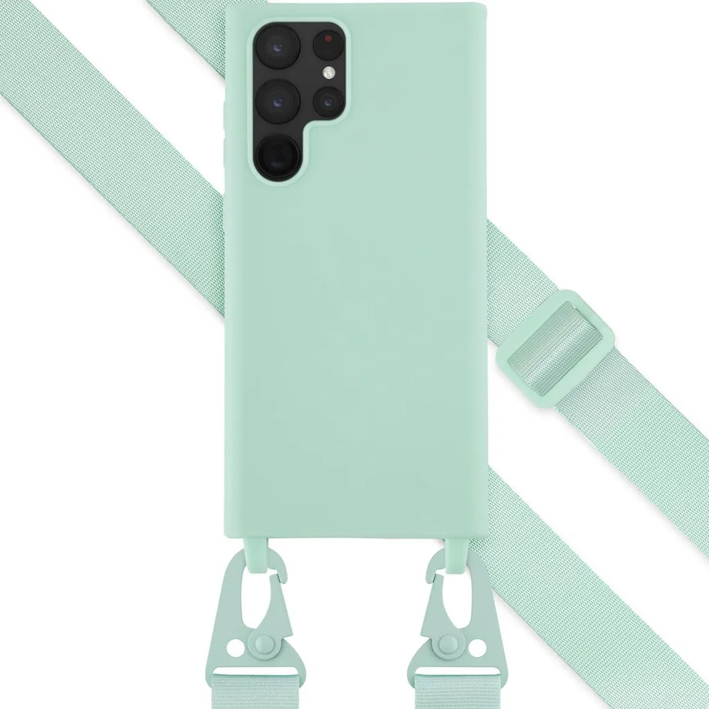 Custodia in silicone Selencia con cinturino rimovibile Samsung Galaxy S22 Ultra - Turchese - 1