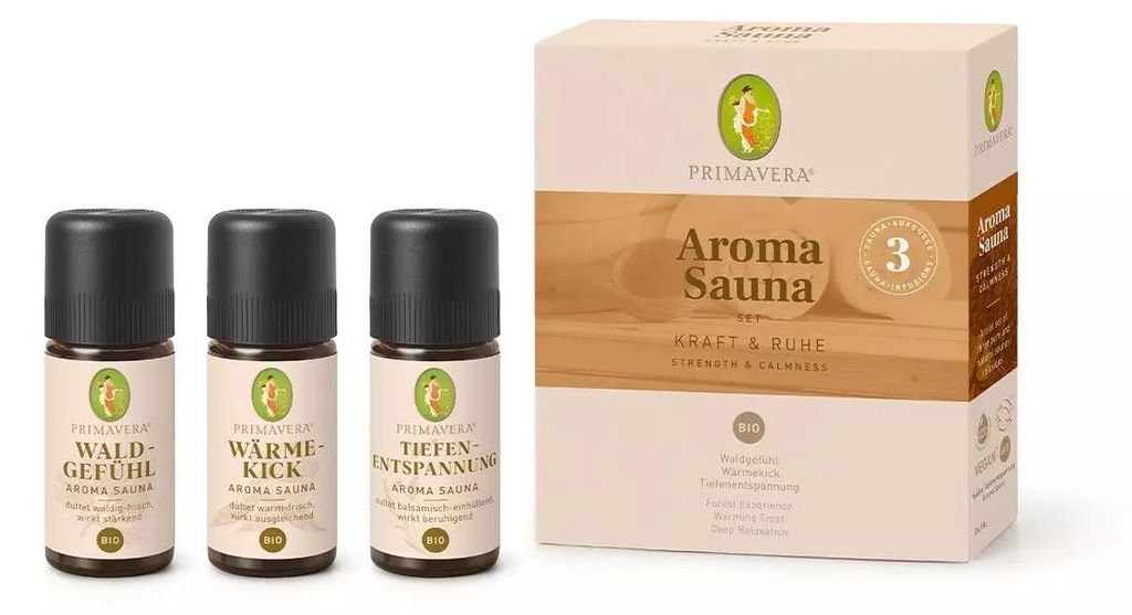 Primavera Aroma Sauna Set, 3 stuks: Kracht & Rust Productafbeelding 