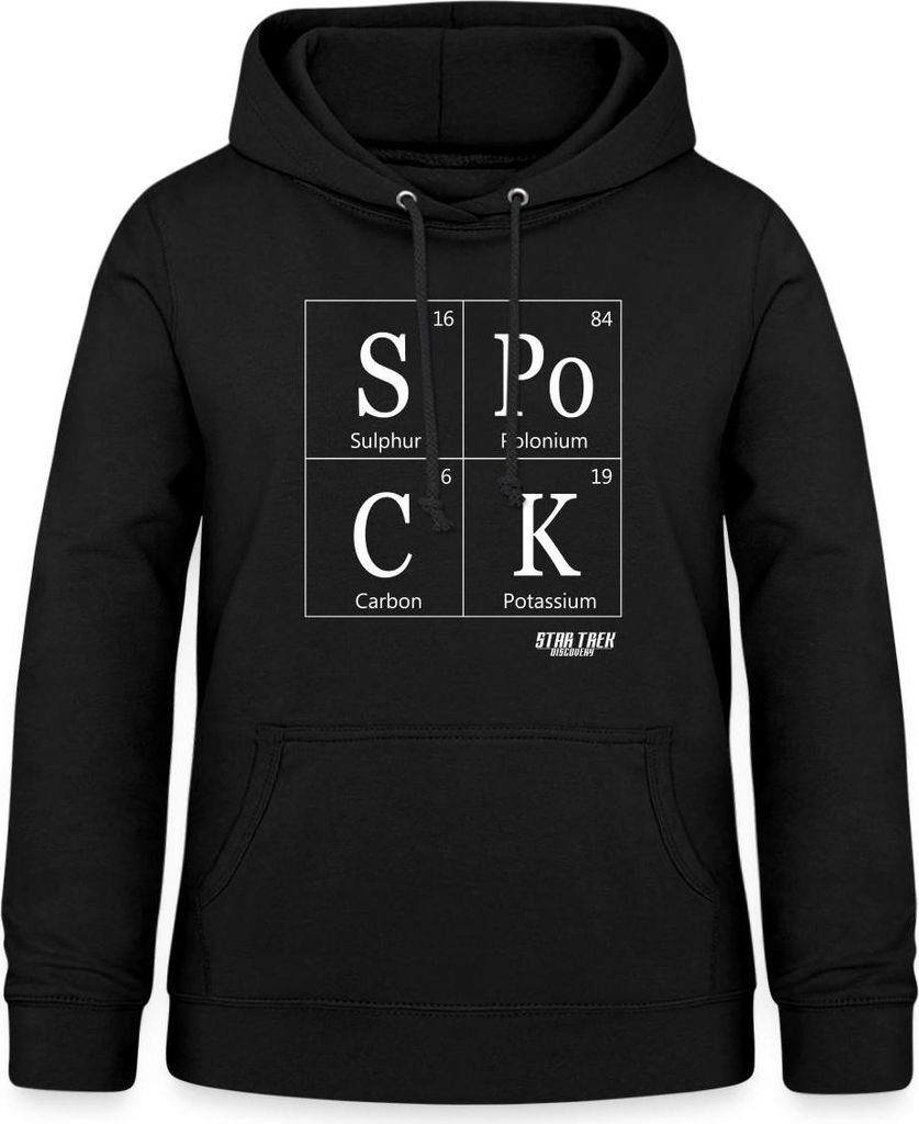Spreadshirt Star Trek Discovery Spock Periodic Table Damen Hoodie, L, Schwarz