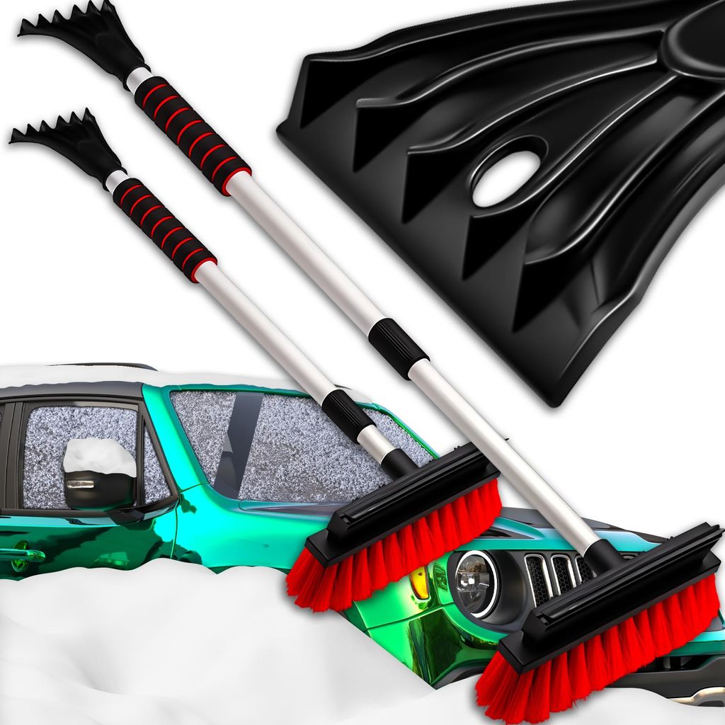 Kuketo | Eiskratzer Mit Schneebürste 3in1 – Teleskopisch 62–91 cm – Auto Schneeschieber Mit Gummilippe & Eisschaber – Stabil, Leicht & Robust